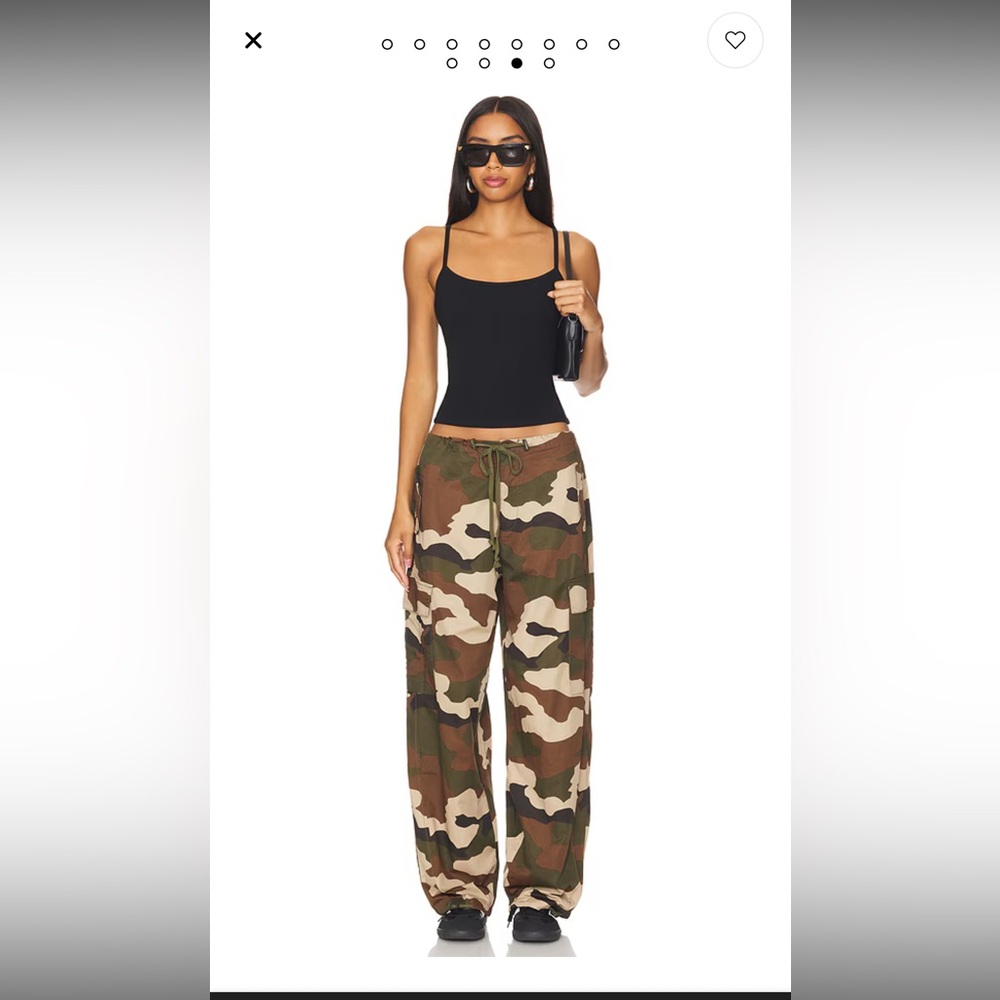 NWT Good American Parachute Pant in Fatigue Green Camo